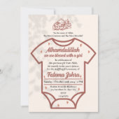 Pink Bodysuit Baby Girl Islamic Aqeeqah Einladung (Vorderseite)