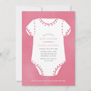Pink Bodysuit Minimalistisch Babydusche Einladung