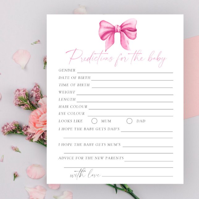 Pink-Bogen Babydusche Vorhersagen und Ratschläge B (Von Creator hochgeladen)