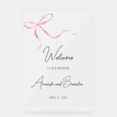 Pink-Bogen-Hochzeit Begrüßung mattiertes Akryllisc Acrylschild (Vorderseite)