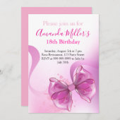 Pink-Bogen-Luxus-Geburtsmagnetik Einladung (Vorne/Hinten)