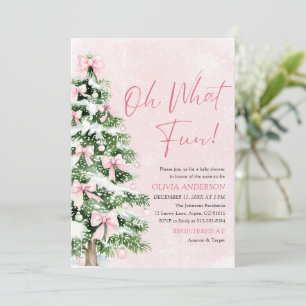 Pink-Bogen-Weihnachtsbaum Oh, was für ein Spaß Bab Einladung