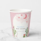 Pink Boho Arch Cactus Toys Girl Babydusche Pappbecher (Rückseite)