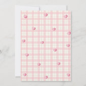 Pink Boho Arch Gingham Heart Gnome Babydusche Einladung (Rückseite)