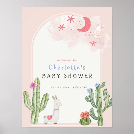 Pink Boho Arch Toys Mädchen Begrüßung Babydusche Poster (Vorne)