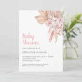 Pink Boho Babydusche für Mädchen Einladung (Stehend Vorderseite)