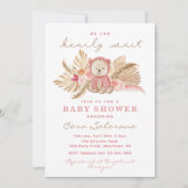 Pink Boho Bear Baby Dusche Einladung | Bearly (Vorderseite)