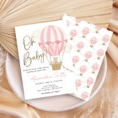 Pink Boho Bear Baby Shower  Einladung