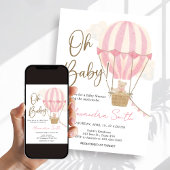 Pink Boho Bear Baby Shower  Einladung