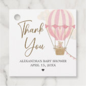 Pink Boho Bear Baby Shower Geschenkanhänger (Vorderseite)