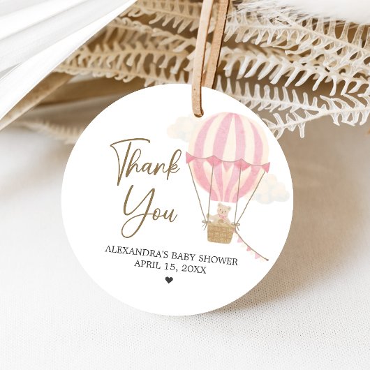 Pink Boho Bear Baby Shower  Geschenkanhänger