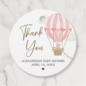 Pink Boho Bear Baby Shower Geschenkanhänger (Vorderseite)