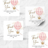 Pink Boho Bear Baby Shower  Quadratischer Aufkleber