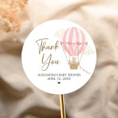 Pink Boho Bear Baby Shower Runder Aufkleber