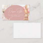 Pink Boho Bear Ballon Babydusche Windelwanne Winde Begleitkarte (Vorne/Hinten)