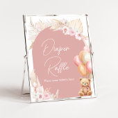 Pink Boho Bear Ballon Babydusche Windelwanne Winde Poster