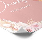 Pink Boho Bear Balloon Baby Shower Drinks Poster (Ecke)