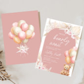 Pink Boho Bear Balloon Babydusche Einladung