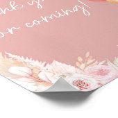 Pink Boho Bear Balloon Danke für Ihr Kommen Poster (Ecke)