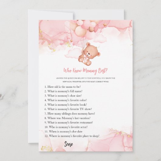 Pink Boho Bear, der Mommy Best Baby Shower kennt Einladung (Vorderseite)