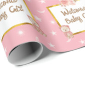 Pink Boho Bear Moon Babydusche Geschenkpapier (Rolleneckpunkt)