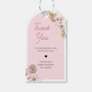 Pink Boho Bearly Wait Baby Shower Fevor Tags Geschenkanhänger