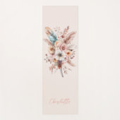 Pink Boho Blume & Feathers Elegant Yogamatte (Vorderseite)