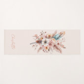 Pink Boho Blume & Feathers Elegant Yogamatte (Vorderseite (Horizontal))