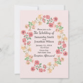 Pink Boho Blume Hochzeit Einladung (Vorderseite)