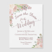 Pink Boho Blumenkalligraphie Speichern Sie das Dat Magnetkarte (Vorderseite)