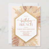 Pink Boho Bohemisch Floral Birthday Bruch Party Einladung (Vorderseite)