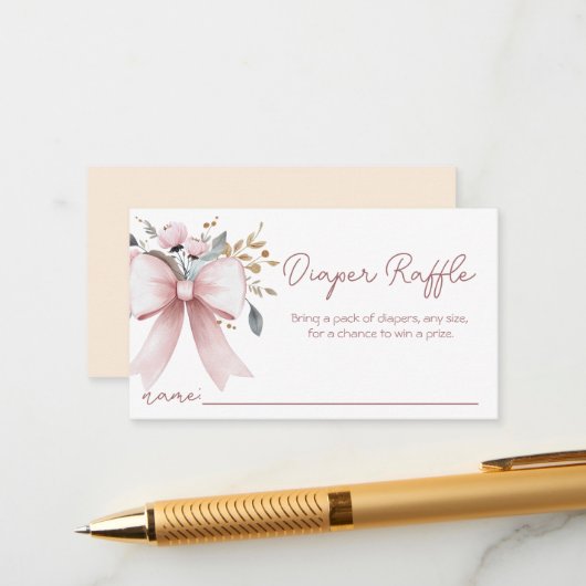 Pink Boho Bow Girl Duschkopf Windelwanne Windelwan Begleitkarte (Vorderseite/Rückseite Beispiel)