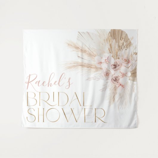 Pink Boho Brautparty Hintergrund Wandteppich (Vorderseite (Horizontal))