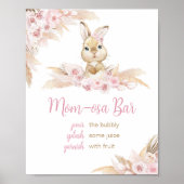 Pink Boho Bunny Baby Dusche Mama Osa Bar Poster (Vorne)