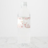 Pink Boho Bunny Baby Dusche Wasserflaschenetikett (Rückseite)