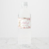 Pink Boho Bunny Baby Dusche Wasserflaschenetikett (Vorderseite)
