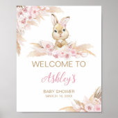 Pink Boho Bunny Baby Dusche Willkommen Poster (Vorne)