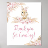 Pink Boho Bunny Baby Shower Vielen Dank für Ihr Ko Poster (Vorne)