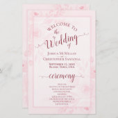 Pink Boho Chic Peonies Budget Wedding Program (Vorne/Hinten)
