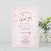 Pink Boho Chic Peonies Budget Wedding Program (Stehend Vorderseite)