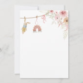 Pink Boho Clothesline Babydusche Einladung (Rückseite)
