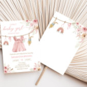 Pink Boho Clothesline Babydusche Einladung