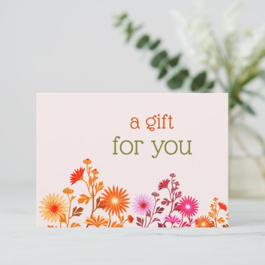 Pink Boho Country Blumengeschenk-Zertifikat Danke (Stehend Vorderseite)