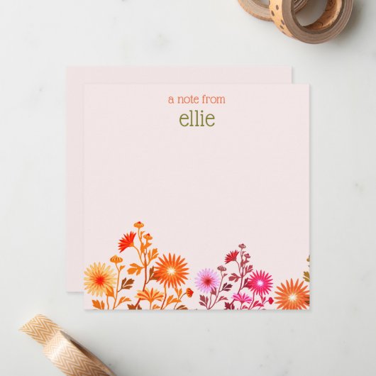 Pink Boho Country Blumenkarte Mitteilungskarte (Vorderseite/Rückseite Beispiel)