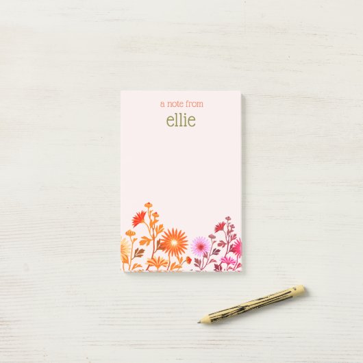 Pink Boho Country Floral Notepad Post-it Klebezettel (Auf Schreibtisch)