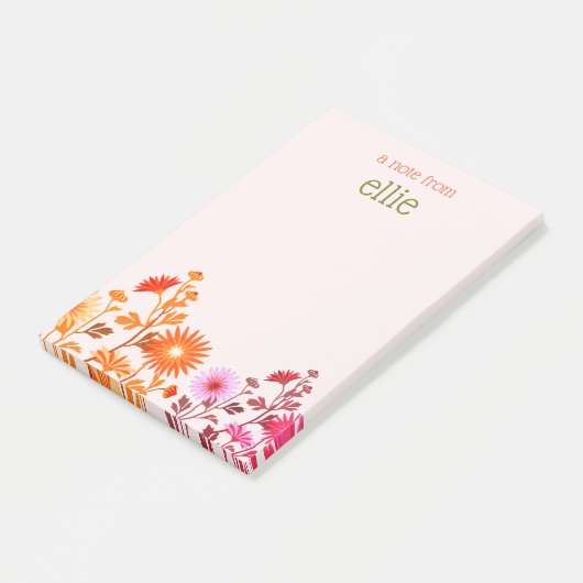 Pink Boho Country Floral Notepad Post-it Klebezettel (angewinkelt)