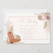 Pink Boho Cowgirl Boots Pampas Grass Baby Dusche Einladung (Vorderseite)