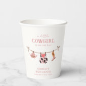 Pink Boho Cowgirl Clothesline Cowhide Babydusche Pappbecher (Rückseite)
