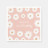 Pink Boho Daisy Birthday Part Serviette (Vorderseite)