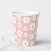 Pink Boho Daisy Birthday Party Pappbecher (Rückseite)